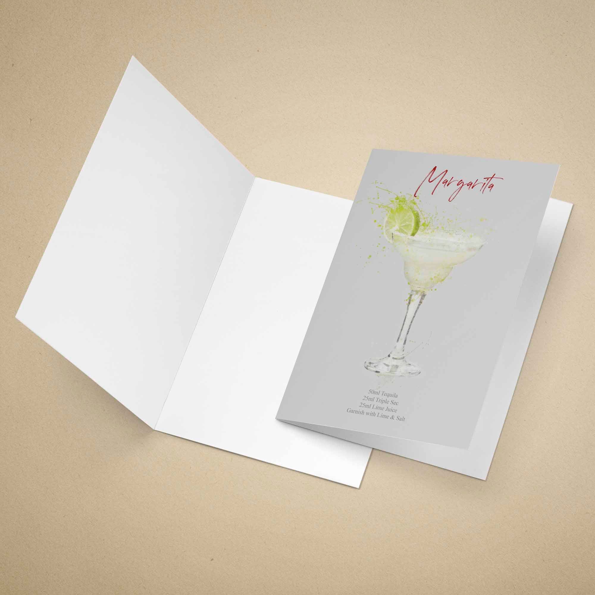Greeting card with a margarita illustration on a beige background