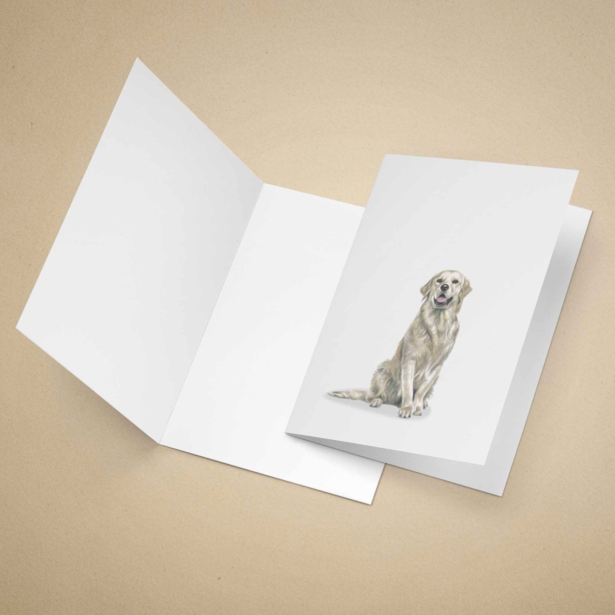 Greeting card with a yellow Labrador on a beige background