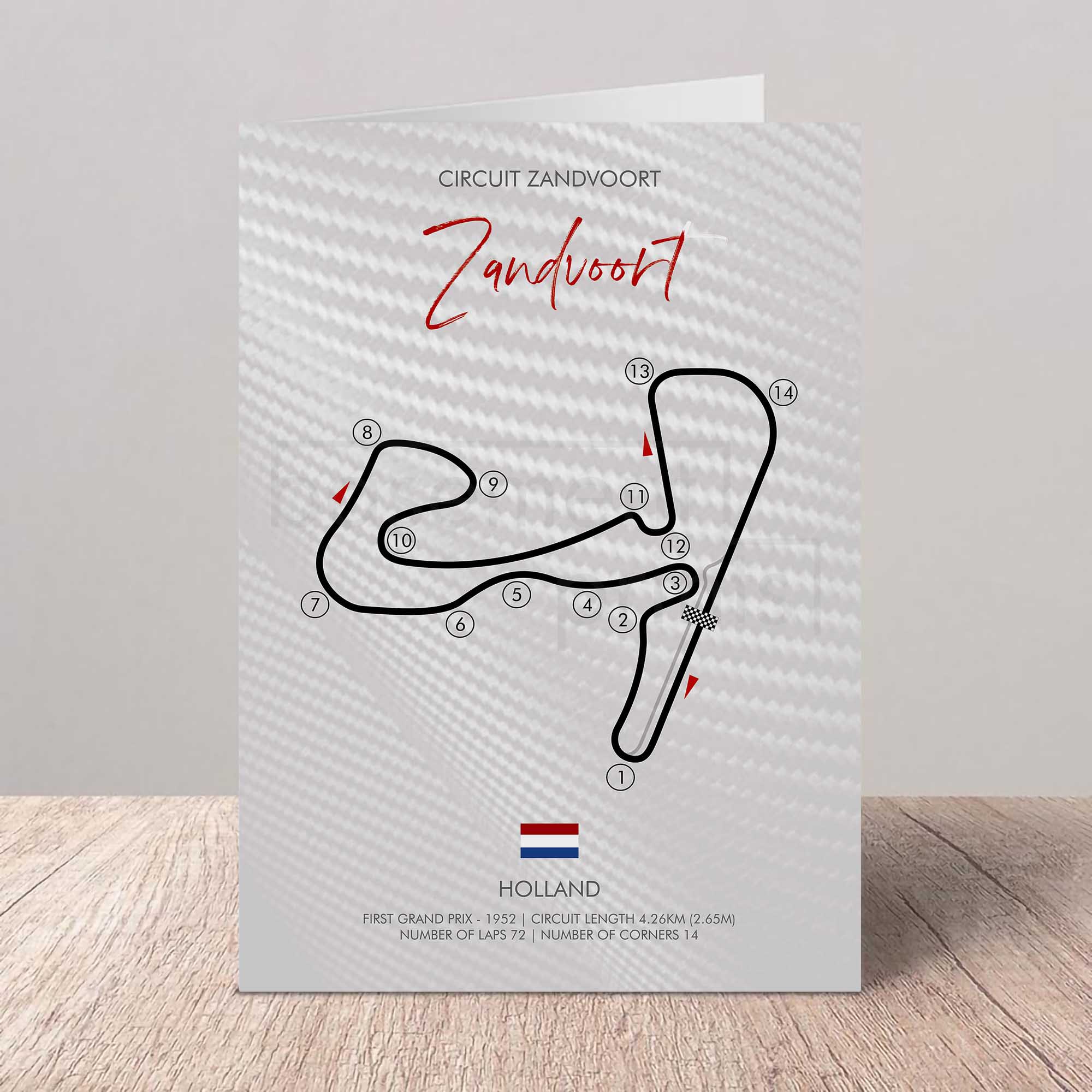 Poster of Circuit Zandvoort layout on a textured gray background