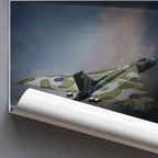 Camouflage Vulcan Bomber airplane on a gray background