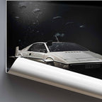 Rolled print of artwork of James Bonds Lotus Esprit S1 car on a dark background
