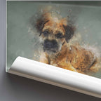 Roller poster artwork of a Border Terrier dog on a gray background