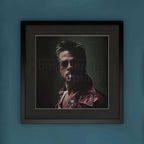 Framed artwork of Tyler Durden with sunglasses and a dark background