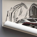 Poster of a Bugatti Tourbillon car on a grey background.