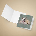 Greeting card with a British Bulldog dog illustration on a beige background