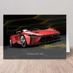 Birthday card of a Red Ferrari Daytona SP3 sports car on a dark background