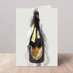 Greeting card of a Dom Perignon Champagne bottle on a white background.