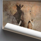 Artwork of an elephant with a watercolour background