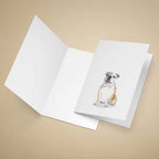Greeting card with a bulldog illustration on a beige background