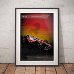 Framed poster of the Ferrari SF-26 2026 Formula 1 car on a brick wall background