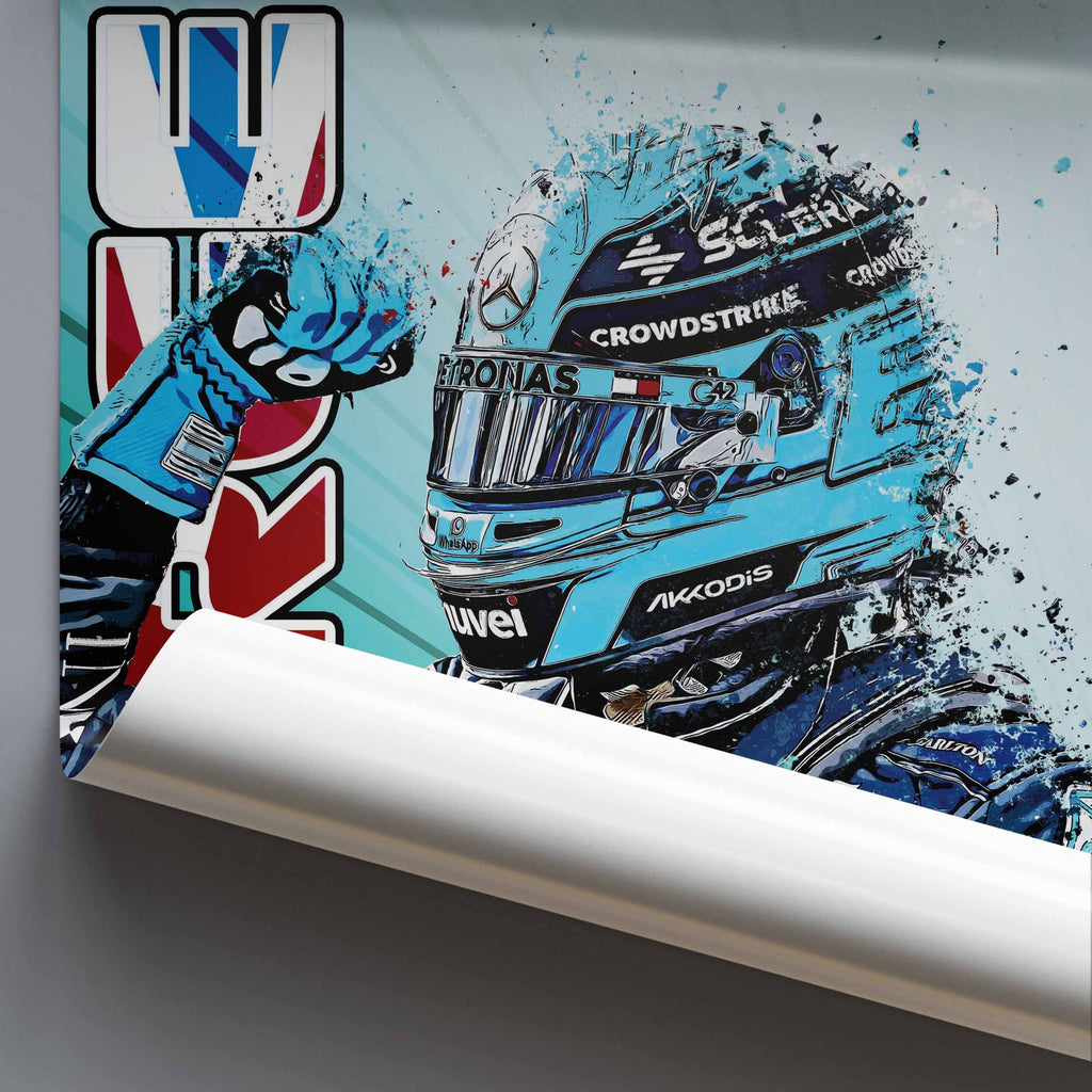 Rolled poster of George Russell after his Pole in Canada.