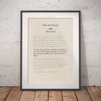 Framed text print of a quote from 'Pride and Prejudice' by Jane Austen against a brick wall.