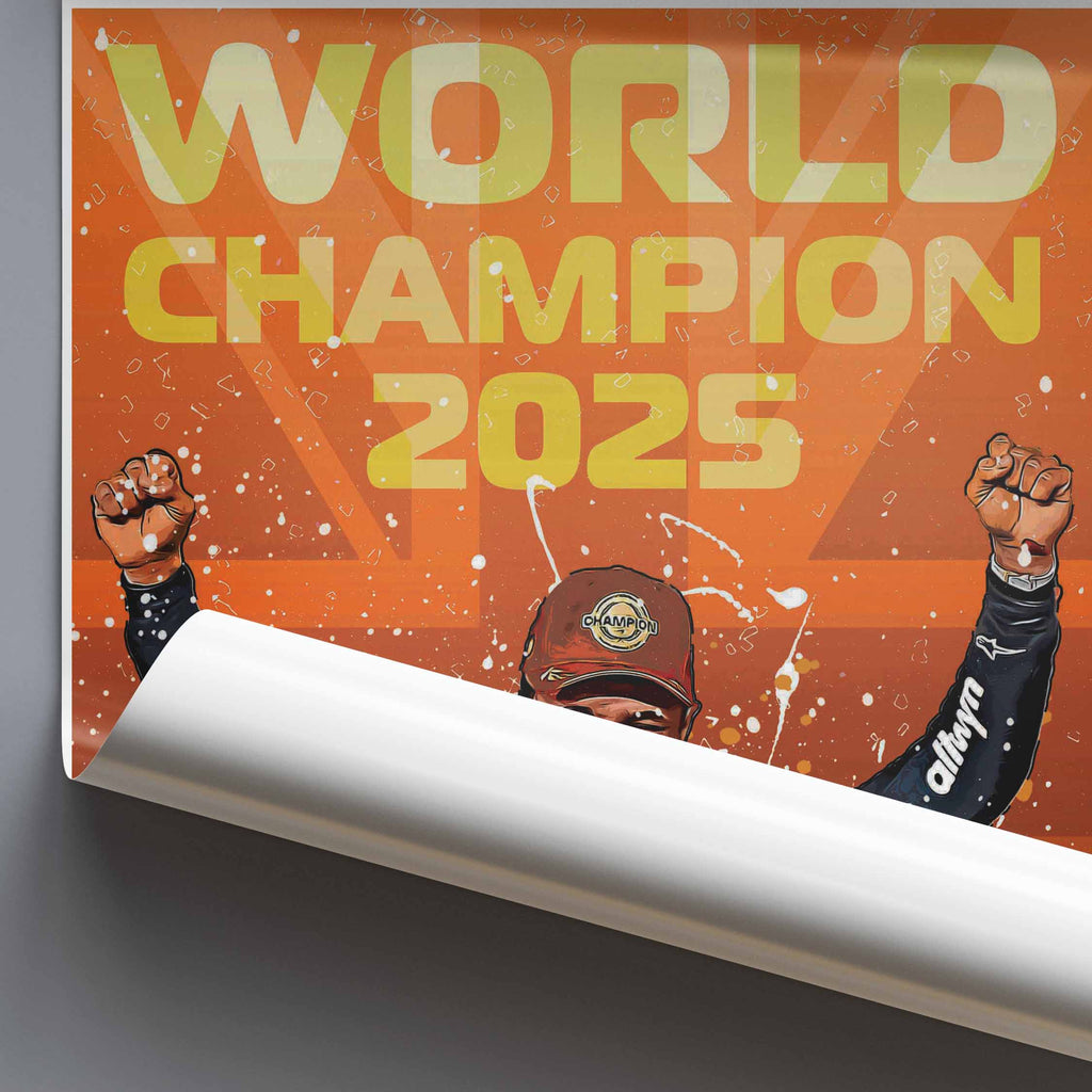 Rolled poster of Lando Norris celebrating the F1 World Championship 2025