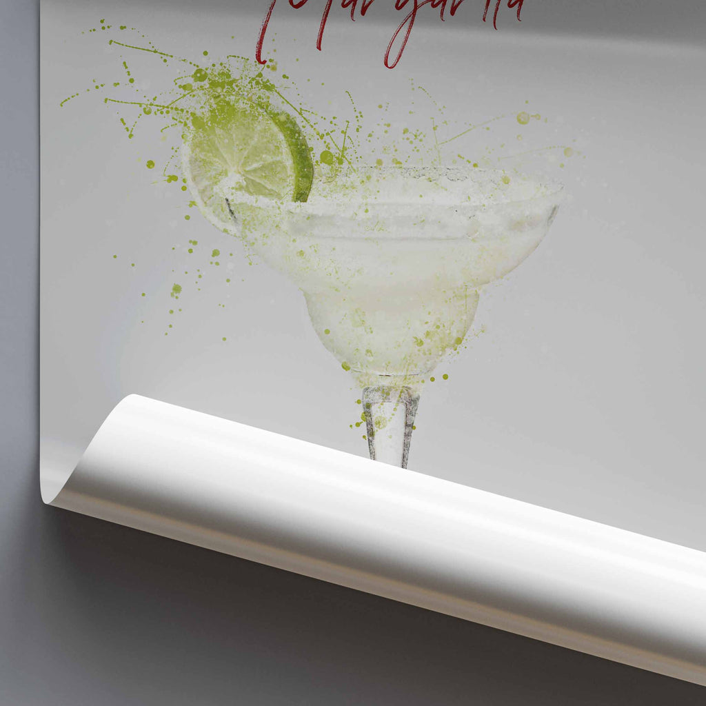 Poster of a Margarita with a lime wedge on a white background