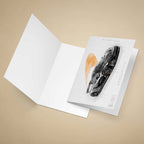 Open greeting card of a McLaren P1 Supercar illustration on a beige background