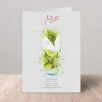 Greeting card with a Mojito illustration and recipe on a white background