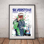 Framed poster of Nico Hulkenberg celebrating his podium at Silverstone, 2025.
