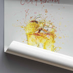 Decorative paper with a watercolor illustration of a cocktail and text 'Old Fashioned' on a gray background.