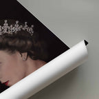 Rolled poster of Queen Elizabeth II wearing a tiara.