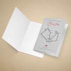 Greeting card with Silverstone race track design on a beige background
