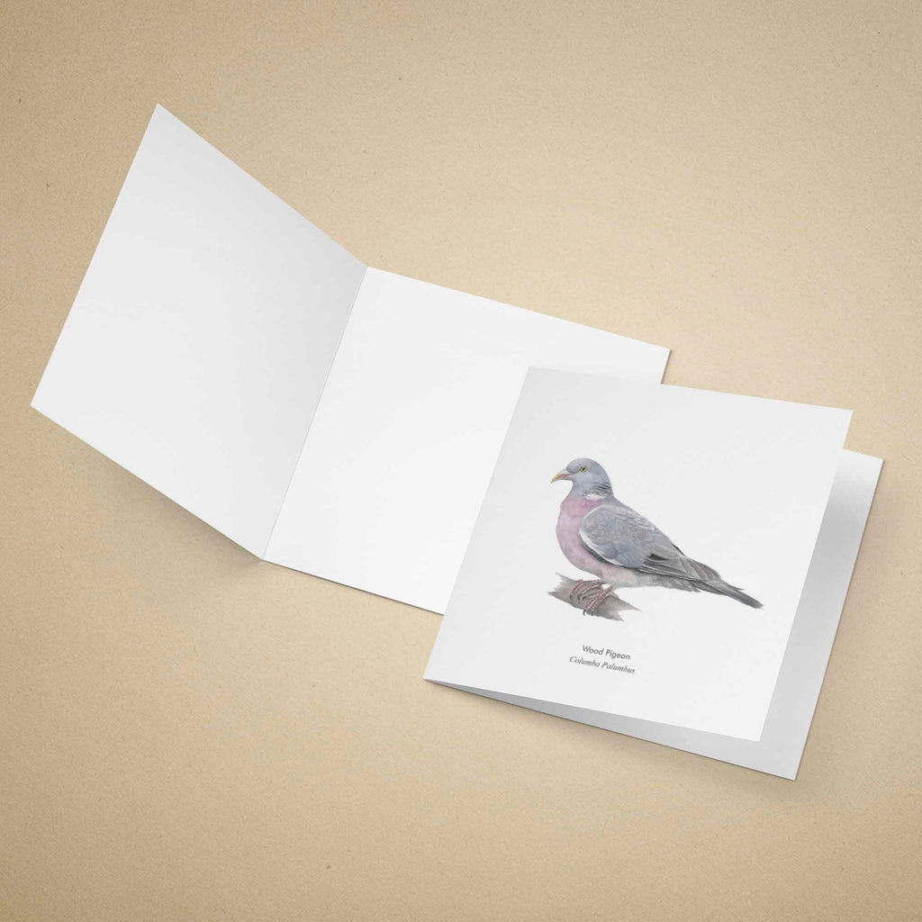 Greeting card with a pigeon illustration on a beige background
