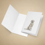 Greeting card with a yellow Labrador on a beige background