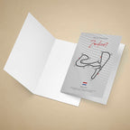Greeting card with Zandvoort race track design on a beige background